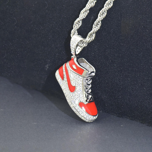 Moissanite Diamond Pendant 925 Silver Sneaker Charm Necklace Luxury <b>Iced</b> <b>Out</b> <b>Chain</b> Sparkling Hip Hop Jewelry Gift - Product Image 2