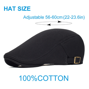 Black Cotton Ivy Hat Unisex Adjustable Fit <b>Plain</b> Style Casual Wear Spring Autumn Adult Ivy <b>Caps</b> Customization Available Ivy Hats - Product Image 4
