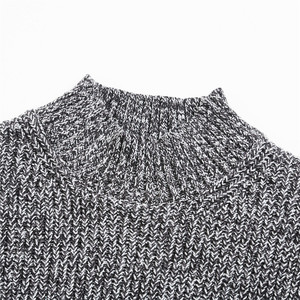Pull tricoté à col montant pour homme, coupe ajustée décontractée, gris chiné, chaud pour l'automne et l'hiver, col semi-roulé côtelé - Product Image 3