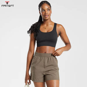 Shorts de sport et de yoga taille haute respirants 100 % coton pour femme, effet push-up, fins, pour l'été, fitness, course en extérieur, motif à carreaux - Product Image 5