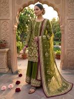Ensembles de pantalons palazzo pour femmes, ensembles en tissu lawn pakistanais, ensembles en faux georgette de créateur pour femmes, vêtements indiens et pakistanais
