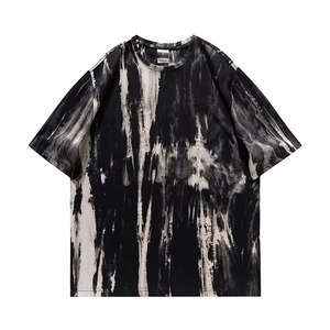 Ensemble T-shirt et short en molleton 100 % coton pour homme, style streetwear d'été, écoresponsable, color block, délavé à l'acide, col rond - Product Image 5