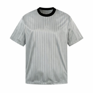 T-shirts personnalisés pour hommes en polyester texturé à rayures, fabrication OEM, marque privée, séchage rapide, vêtements de sport décontractés - Product Image 3