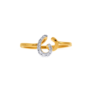 Bague en or jaune pour femme avec diamant taille brillant rond, design romantique, bijou de fiançailles et bague de demande en mariage - Product Image 2