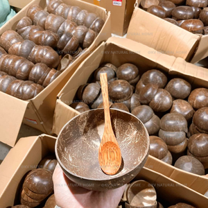 Artisanat vietnamien 100% écologique, couleur naturelle, bol vintage bohème en coquille de noix de coco brute pour servir les aliments - Product Image 5
