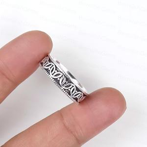 925 Sterling <b>Silver</b> Plated Band Vintage Oxidized Celtic <b>Wave</b> Pattern <b>Ring</b> Handmade Plain Wedding Eternity Jewelry Wholesale - Product Image 3