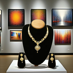 Wholesale 14K 18K 24K Gold Plated Forming AD Choker <b>Necklaces</b>, Indo-Western AD Stone <b>Necklaces</b>, Fashion Brass Gold Jewelry Set. - Product Image 5