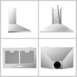 Cappa aspirante convertibile da 24 pollici in acciaio inossidabile, con o senza condotto, 450 CFM, montaggio a parete, stile alluminio - Product Image 4