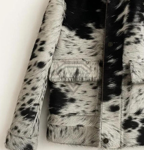 Luxurious Custom Cowhide Leather Jacket Men Winter Warm Faux Fur <b>Coat</b> Cow Print Streetwear Outerwear High Quality Factory Price - Product Image 5
