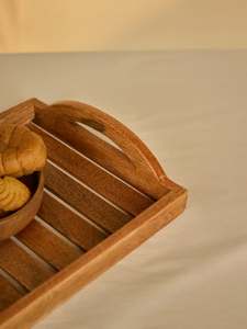 Plateau de service en bois fait main moderne pour le petit-déjeuner, les collations, les boissons, le thé, le café, la table à manger, la cuisine, la maison, les accessoires de restaurant - Product Image 4