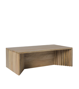 Table basse carrée en bois de manguier massif, design minimaliste cannelé, finition naturelle, nouvelle collection moderne pour salon et bureau à domicile - Product Image 4