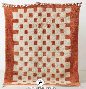 Tapis marocain en laine noué à la main, design brodé de style indien, tapis persan lavable pour intérieur et extérieur par ITHL - Product Image 1