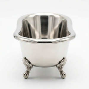 Bol ovales décoratifs en métal moderne de qualité supérieure, en aluminium nickelé, design classique moderne, qualité supérieure - Product Image 2