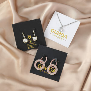 Custom Logo Printing Black White Luxury Elegant <b>Card</b> Jewelry Packaging <b>Display</b> <b>Stand</b> Set for Rings Necklaces Fashion Accessories - Product Image 5