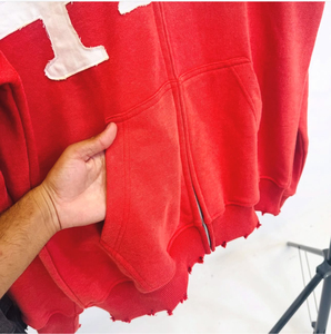 Sudadera con capucha y cremallera para hombre, oversize, de forro polar, manga regular, informal, 100% algodón, diseño con letras estampadas en la parte delantera, otoño 2026 - Product Image 5