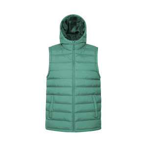 Chaleco acolchado verde con capucha para hombre, con cierre de cremallera y bolsillos, ropa de abrigo de invierno, estilo casual. - Product Image 1