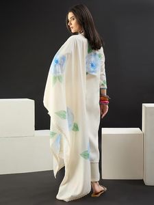 Women's <b>Linen</b> Printed Floral Straight Kurta & Pant With Dupatta Set - Product Image 3