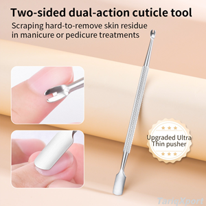 Women's Double-<b>Ended</b> Stainless Steel Cuticle Pusher Set with Non-slip Handle Grip and Square Shape for Nail Polish Art & Remover - Product Image 2