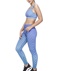 Conjunto de Yoga Acanalado para Mujer, Ropa Deportiva Transpirable de Spandex/Poliéster de Secado Rápido, Cintura Alta, Personalizable - Product Image 3