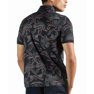 เสื้อเชิ้ตผู้ชายสีดำลายพิมพ์เพสลีย์แบบทอ สไตล์สมาร์ทแคชชวล มีปก - Product Image 4