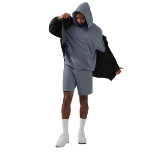 Conjunto de Sudadera con Capucha y Pantalones Cortos para Hombre, 100% Algodón, Felpa Transpirable, Logotipo Personalizado en la Parte Delantera, Servicio OEM, Casual, Primavera - Product Image 1