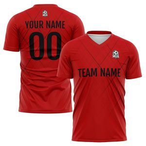 Maillot de football personnalisé pour hommes et femmes, col en V, manches courtes, impression sublimée, respirant, 100% polyester, nom et numéro de l'équipe, adulte - Product Image 2