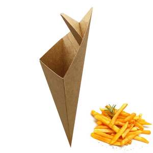 Wholesale Custom Eco-Friendly Biodegradable Food Grade Greaseproof Kraft Paper Triangle Shape French Fries Packaging <b>Box</b> - Product Image 4