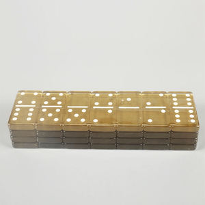 Resin <b>Crafts</b> Wholesale Box Custom Logo Mexican Domino Game Domino Set Case Toys White with Dominoes Box - Product Image 1
