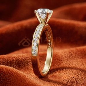 Bague de luxe en moissanite taille princesse plaquée or 18 carats |   Bague de fiançailles en diamant simulé carré, bijoux de mariage - Product Image 2