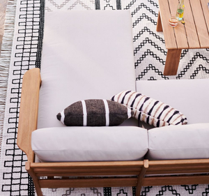 Conjunto de Muebles de Jardín Modernos de Madera de Teca Tropical Sólida, Cojines Impermeables, Acabado Natural Ecológico, para Patio, Terraza o Salón - Product Image 3