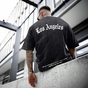 T-shirts graphiques oversize pour hommes, style vintage Los Angeles, streetwear, délavés à l'acide, coupe ample, cool et décontractés - Product Image 3