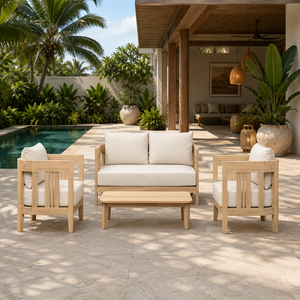 Modern Solid Acacia Wood Sofa Set with Cushions for Garden, Resort, Hotel & Villa - Product Image 4