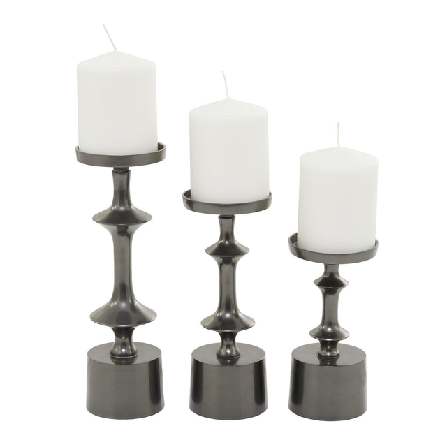 Modern Candle Holder for Home Decor Best Quality Decorative Candle Stand Shiny Black Casted Aluminium Handmade Customized