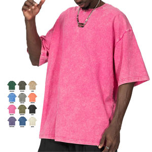 Camiseta de manga corta de doble capa con lavado ácido y logotipo personalizado para hombre - Product Image 6