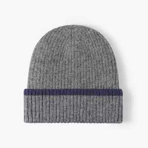 Custom Logo Beanie Hat Solid Color Contrast Stripe <b>Winter</b> <b>Cap</b> Casual Style 56-58CM Adult Size 100% Acrylic Computer Knitted - Product Image 6
