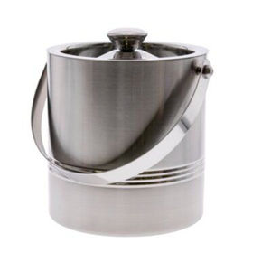 Premium Stainless Steel Double Wall Ice Bucket Keeps Ice Frozen Longer Sleek Metal Ice <b>Container</b> With Handle & Tongs On Sale - Product Image 1