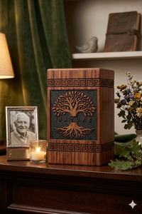 Wooden Urn <b>Memorial</b> Keepsake <b>Box</b> Tree of Life Engraved Cremation Ash Holder Remembrance Gift - Product Image 3