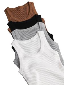 Col en v tricot débardeur 2025 été mince haut pour femme femme court femme Sexy solide décontracté sans manches t-shirt haut - Product Image 3