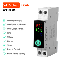 Disjoncteur intelligent WPS101/102/103 avec compteur d'énergie WiFi et protection 63A 1P, surveillance en temps réel de la tension, du courant et de la puissance