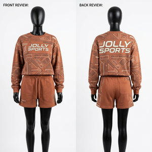 Premium Quality 320 GSM Cotton Fleece Women Sweatshirt And Shorts <b>Set</b> <b>Clay</b> Brown Graphic Logo Hoodie Shorts <b>Set</b> for Women - Product Image 1