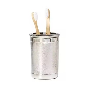 Hot Selling Customizable Brass Gold Metal Two-Slot Handmade Modern <b>Toothbrush</b> <b>Holder</b> Stand for Countertop Bathroom Organizer - Product Image 2