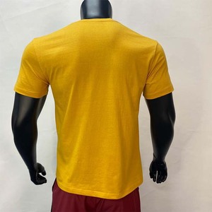 Chemises pour hommes de couleur jaune, de bonne qualité, grandes tailles, style streetwear, été, coton et polyester, col rond - Product Image 2