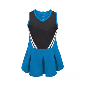 Uniforme de cheerleading OEM de qualité supérieure, style jupe bicolore bleu, noir et blanc, pour enfants, en stock, vêtements d'entraînement - Product Image 2