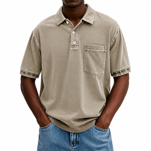 T-shirt Homme 100% Coton Vintage Respirant 120g à Manches Courtes avec Poche Avant Décontracté Col Rond Coupe Oversize à Motif Haut d'Été - Product Image 2