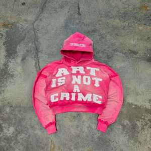 <b>Pink</b> Distressed Cropped Hoodie. Graphic Zip Up Hoodie. Faded Streetwear Hooded <b>Jacket</b>. OEM Private Label Manufacturer - Product Image 1