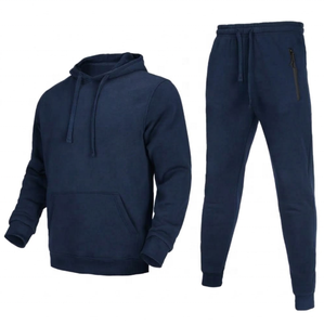Ensemble de survêtement décontracté pour homme, bleu clair, à capuche, manches longues, coupe classique, pantalon uni, en coton respirant, idéal pour l'automne - Product Image 4
