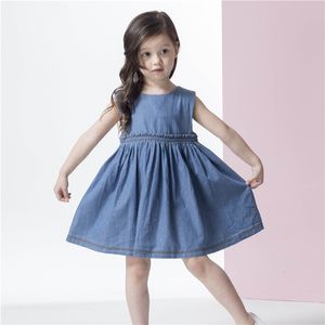 ODM Robes ouvertes d'été à glissière au dos bleu solide pour enfants et enfants - Product Image 1