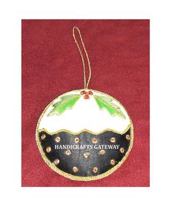 Meilleures ventes Nouveau design unique fait à la main Broderie Zari Multicolore Forme de couronne Ornement de Noël à suspendre pour décorations - Product Image 5