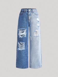 Pantalones Vaqueros Rectos para Hombre, Cintura Alta, Corte Regular, Tallas Grandes, Algodón, Estilo Casual Urbano con Agujeros - Product Image 2