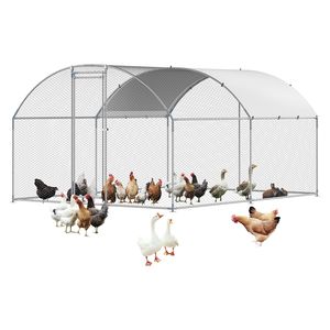 Gallinero Metálico Grande de 9.8x13.1x6.5 pies con Techo de Lona, Malla de Seguridad y Acceso Interior - Product Image 5